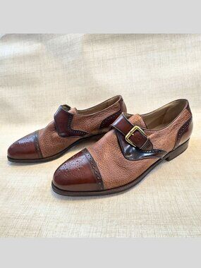 MORESCHI Luxury men’s handmade in Italy, 2 Shades of Brown brogue style  9.5